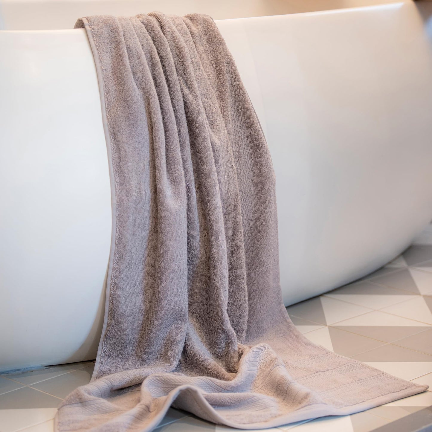 MELLUVA Bath Towels Set of 2 | 100% Turkish Cotton | 70 x 125 cm | Soft and Absorbent 600 GSM | Quick Dry Bathroom Shower Towels | Ash Grey