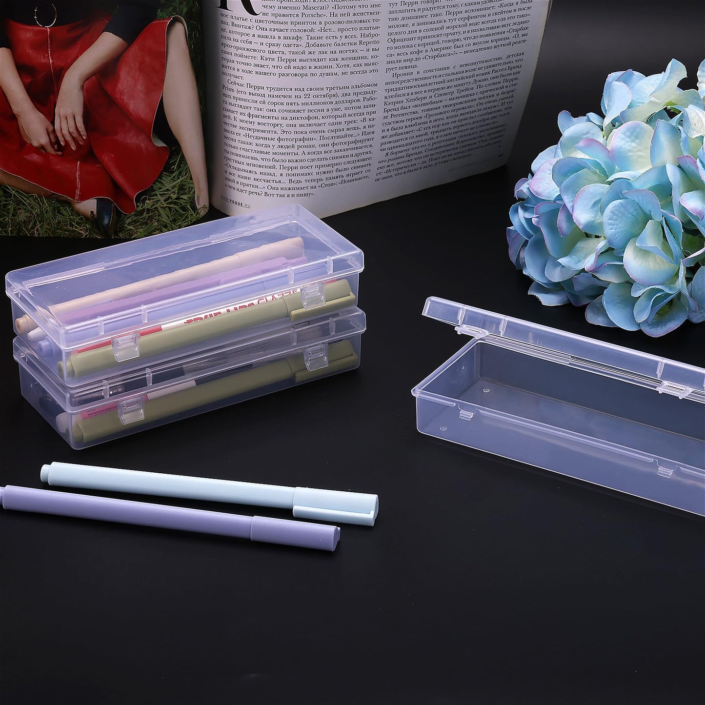 WLLHYF 3Pack Small Plastic Storage Containers with Hinged Lids, Rectangle Clear Plastic Storage Containers Box for Beads Jewelry and Crafts Items