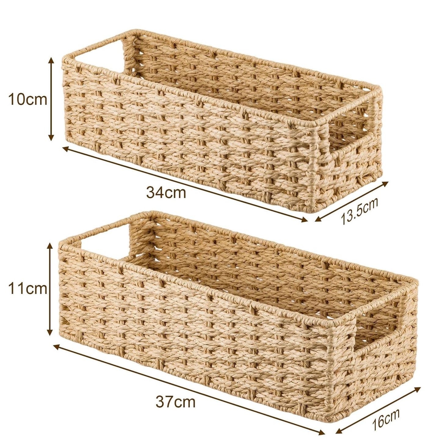 Wicker Bathroom Storage Baskets Set of 2 Seagrass Woven Organizer
