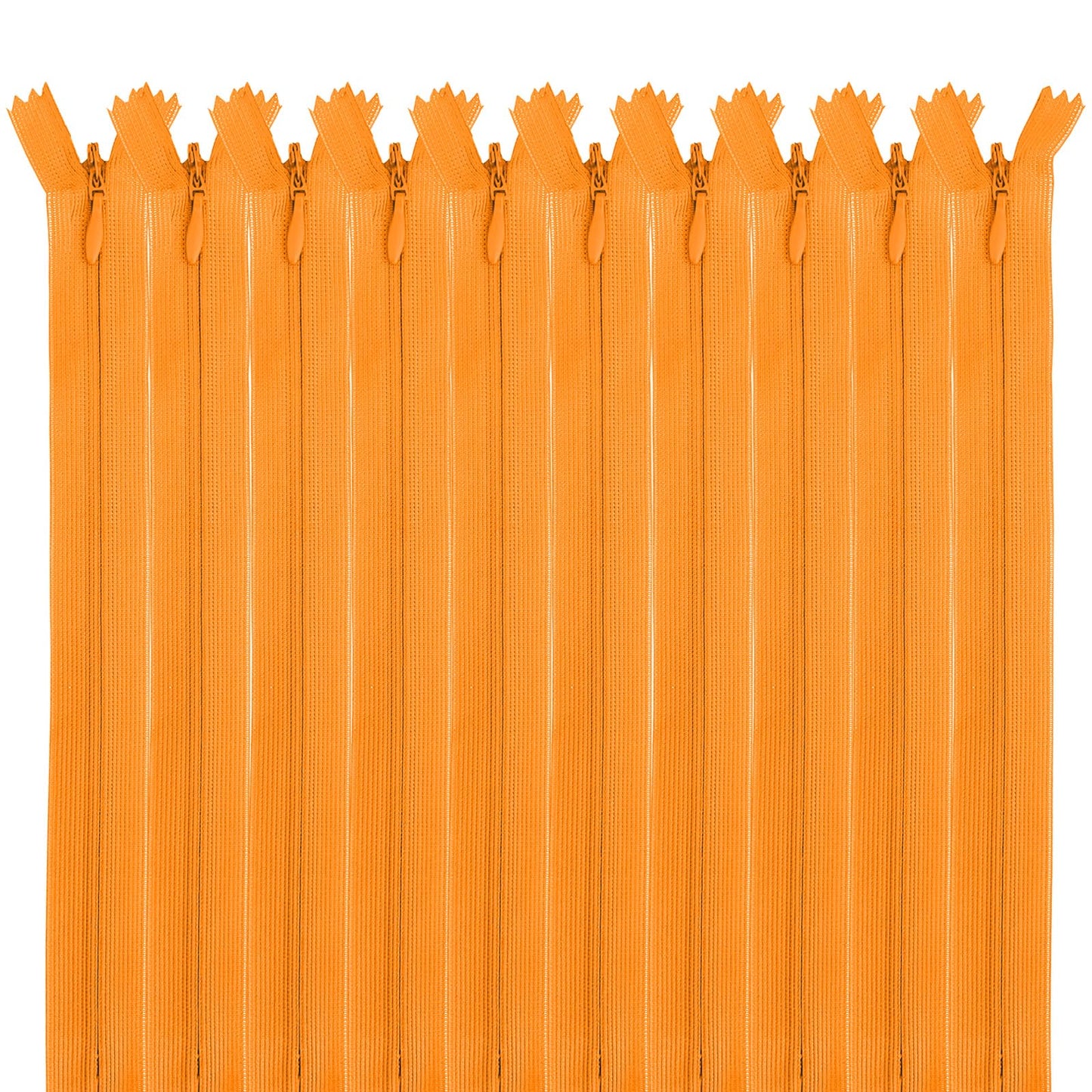 MARARDI Pack of 10 Invisible Zippers [Orange] Nylon [35 cm] Sewing Clothing Bags Ribbon Cotton Leather Plastic for Sewing Machine Zip with Metal Clasp