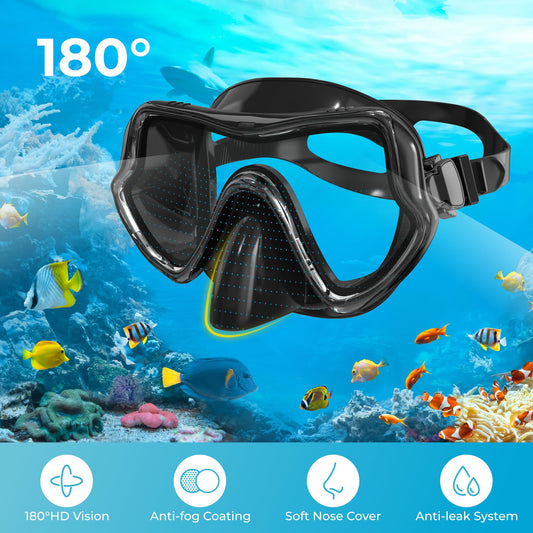 G2RISE SN02 Snorkel Set Adults - Scuba Mask Diving Goggles Dry Snorkeling Gear with Breath Easy Airflow Tech & Anti-fog Design2PACK)