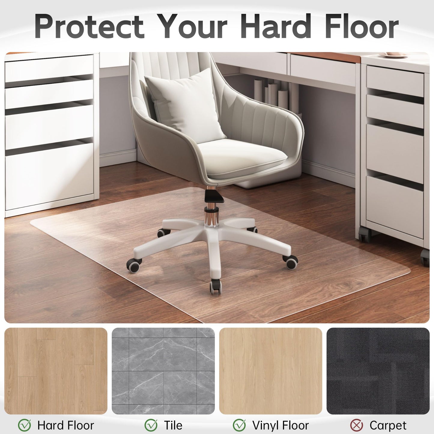 HOMEK Office Chair Mat for Hardwood Floor