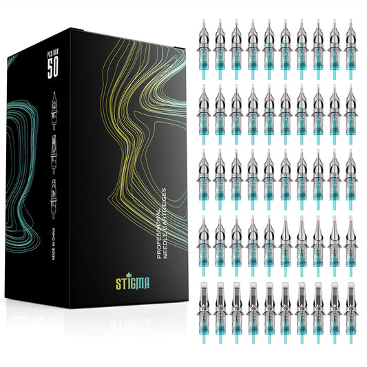 STIGMA 50Pcs Tattoo Cartridges Needles Assorted Mixed #12 Standard Disposable Tattoo Needles 3RL 5RL 7RL 9RL 5RS 7RS 9RS 7RM 9RM 9M1 EN02B-50KITEU-N