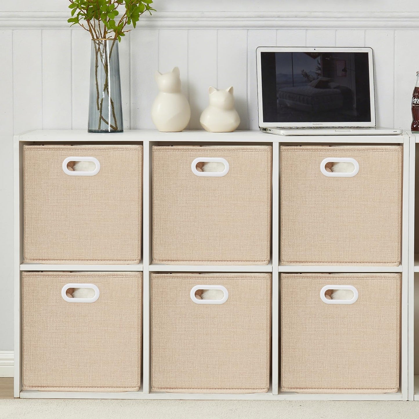 Mangata Cube Storage Boxes 25x25x25cm, Light Khaki, 4Pcs