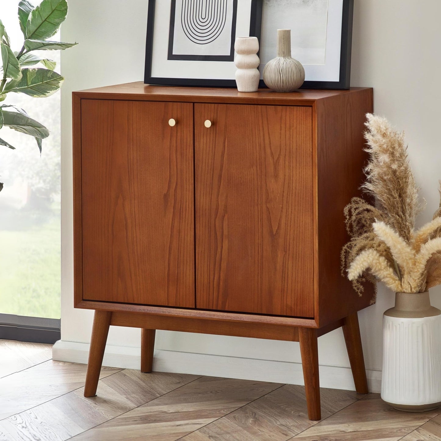 Julian Bowen Lowry Small Sideboard, Cherry Ash - H80 x W70 x D38cm