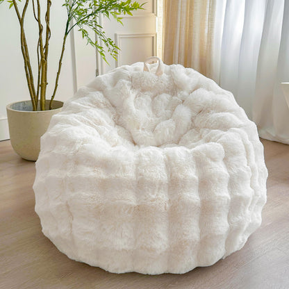 LIFEREVO 3FT Fluffy Faux Rabbit Fur Bean Bag Chair Cover, No Filler, Beige
