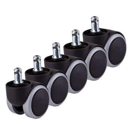 SKIR'CO 5 pcs 50 mm Rubber Chair Wheels, Rolling Office Chair Castors, Replacement Casters, Swivel Wheels, Universal Short Stems 5, Ø 11 mm
