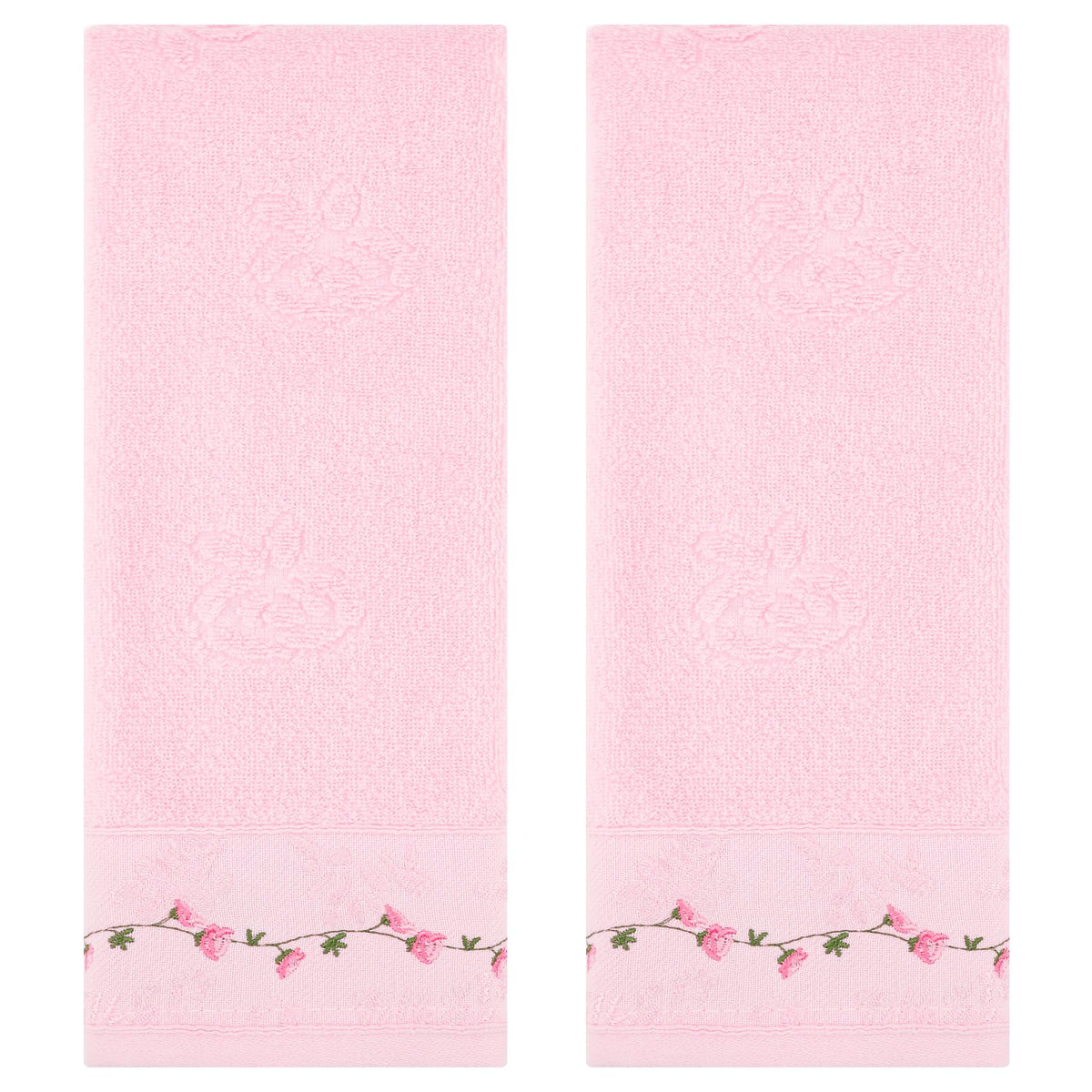 HMETOL Soft Absorbent Floral Embroidered Hand Towels for Bathroom Kitchen