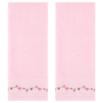HMETOL Soft Absorbent Floral Embroidered Hand Towels for Bathroom Kitchen
