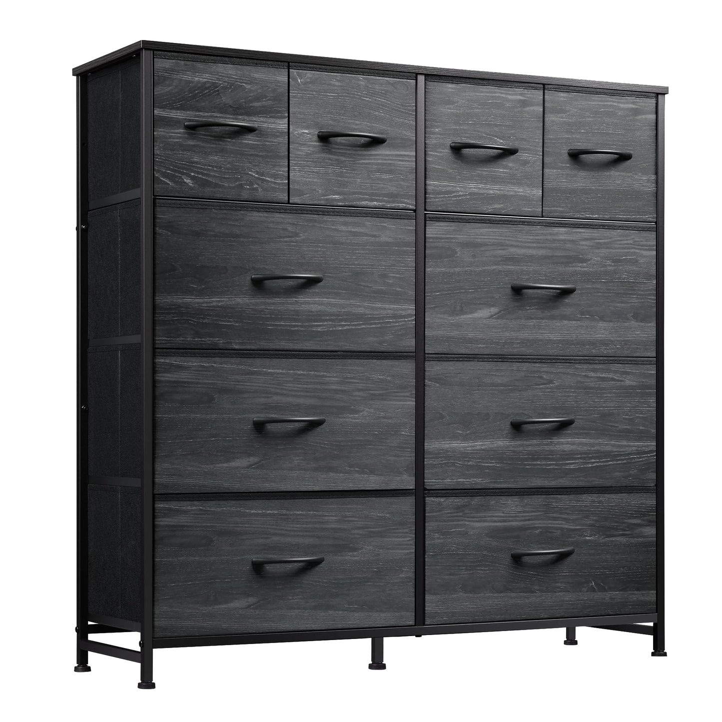 WLIVE Tall Chest of Drawers, 10 Large Fabric Drawers Dresser Bedroom, Black