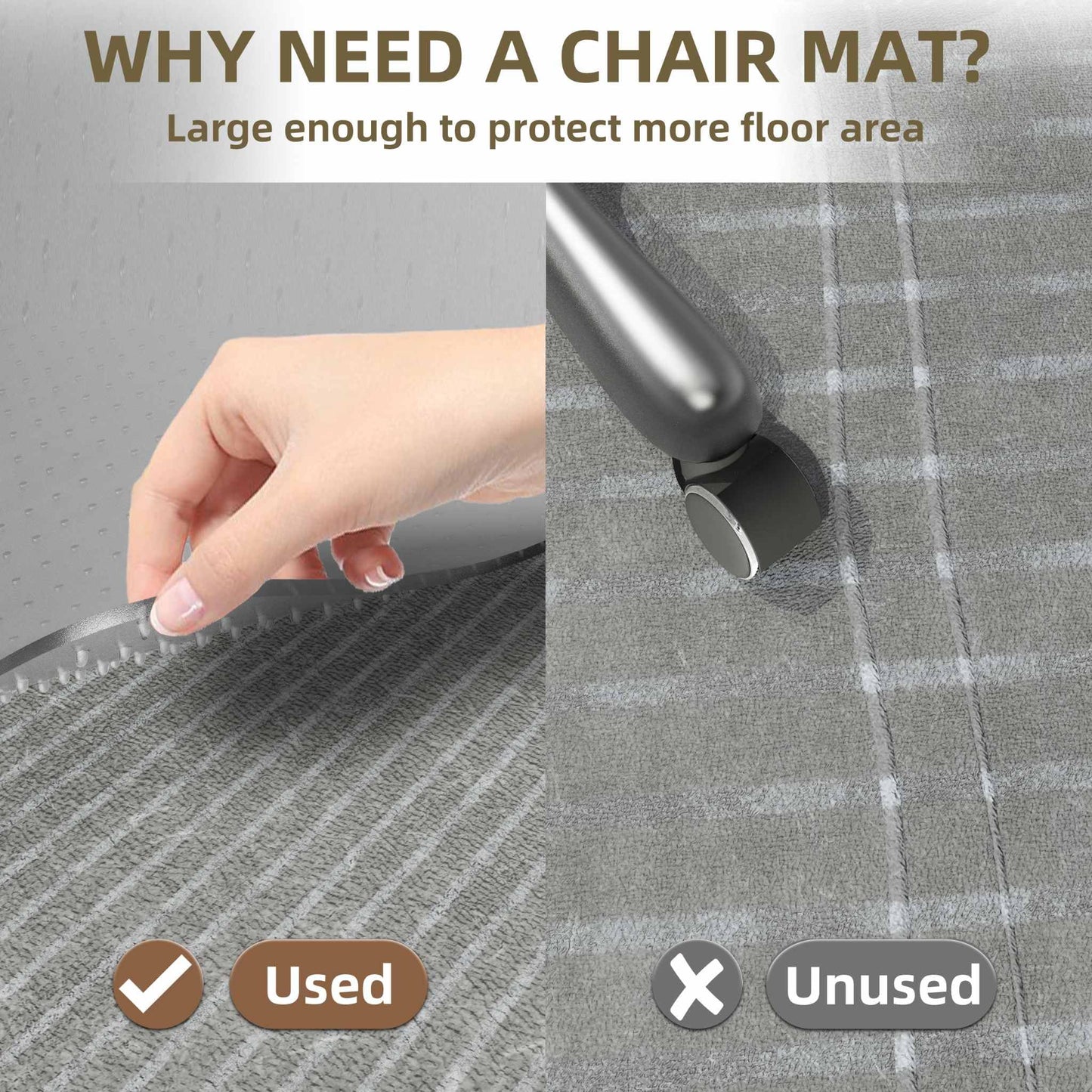 LeapYouth Office Chair Mat for Carpet Floor, 76x120cm Non-slip Carpet Protector Chair Mat for for Low, Standard Pile Carpets