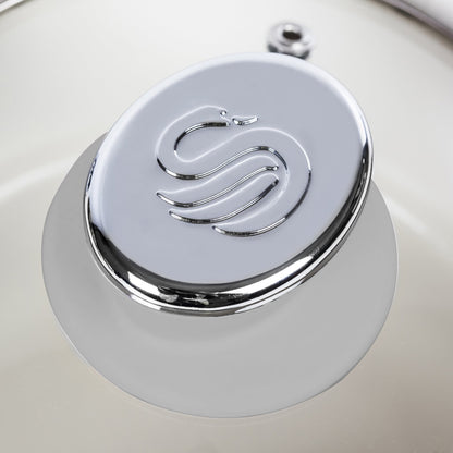 Swan SWPS3020GRN Retro Induction Saucepan Set With Glass Lids, Non Stick Ceramic Coating, Easy to Clean, Grey, 3 Piece, 16/18/20 cm