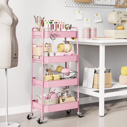 KINGRACK 4 Tier Metal Storage Trolley on Wheels