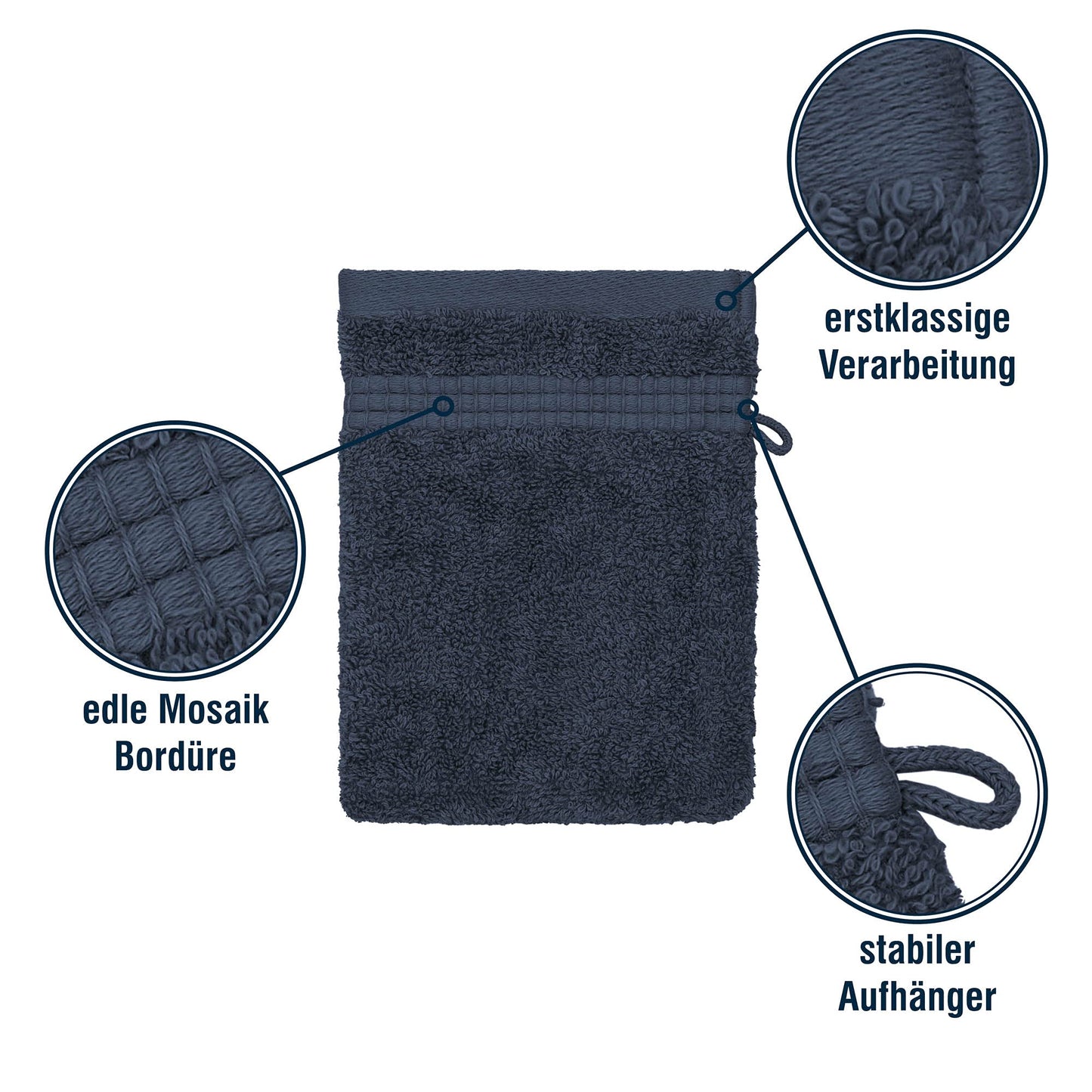 Merana Rome Washcloth Set Absorbent Soft and Lint- Terry Wash Gloves Luxury Quality Heavy Organic Cotton 590 GSM Pacific Blue, 4 x Wash Mitt
