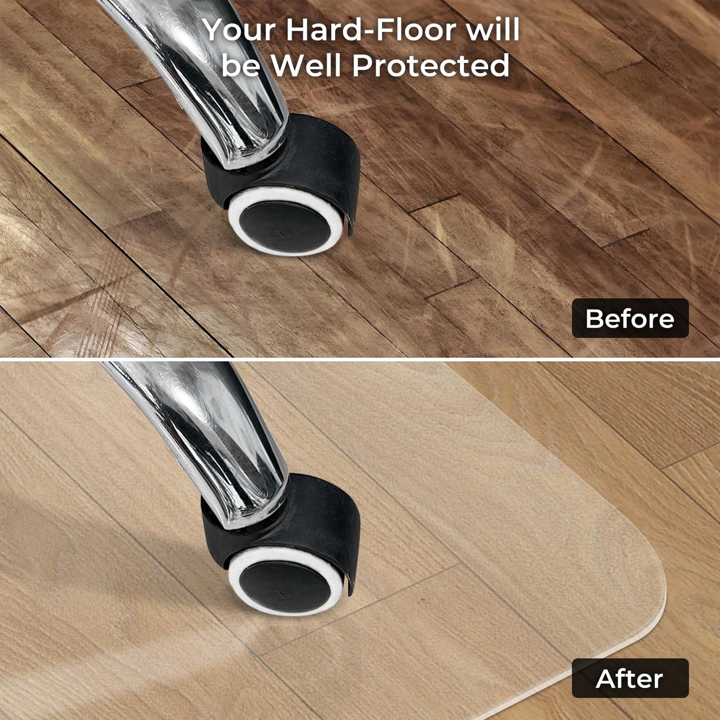 Office Chair Mat for Hard Wood Floors 90x120cm Heavy Duty Floor Protector Computer Desk Chair Mats for Rolling Chairs, Easy Clean