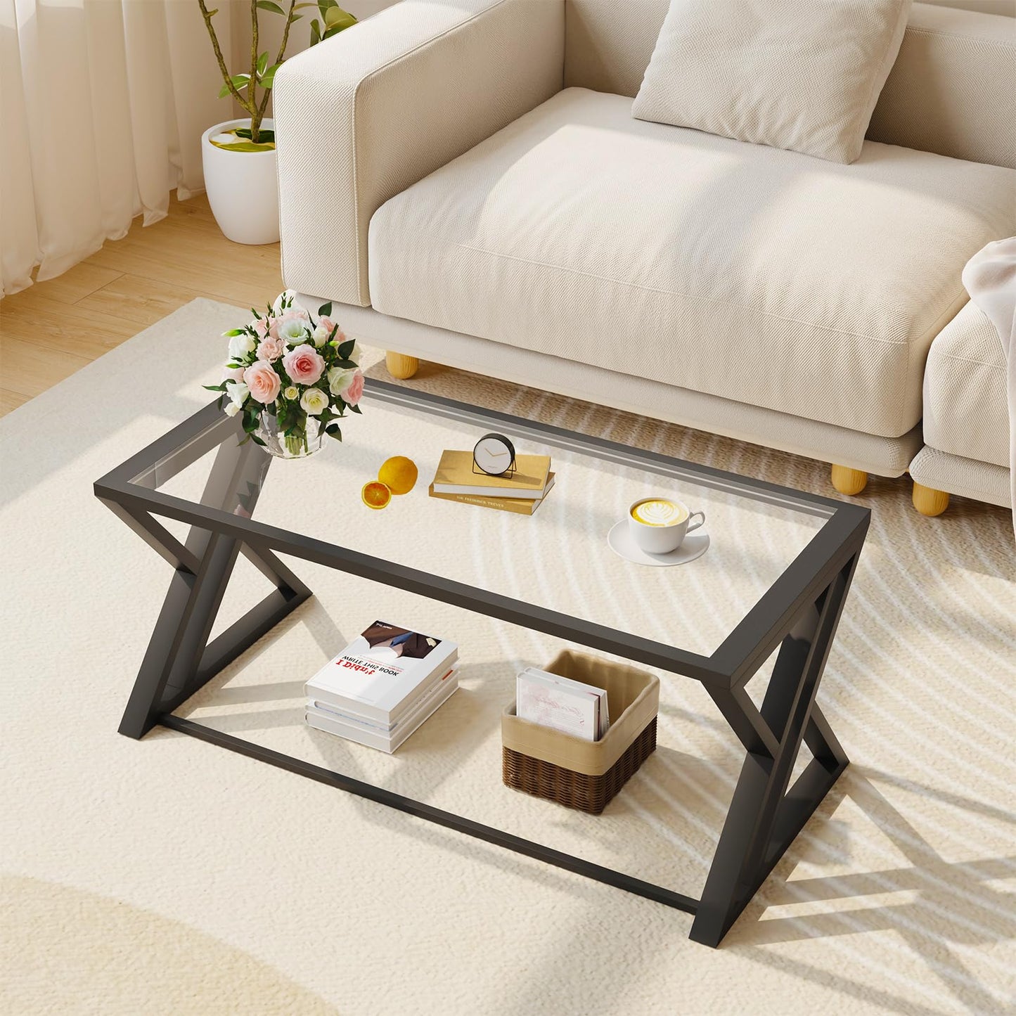 Coffee Table, Living Room Table, Center Tea Table, Glass Coffee Table