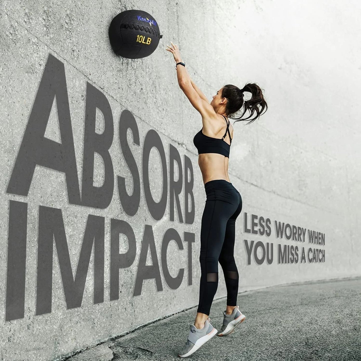 Yes4All U5WN 5.4kg Wall Ball - Soft Medicine Ball/Wall Med Ball for Full Body Workout and Strength Exercise, Negro