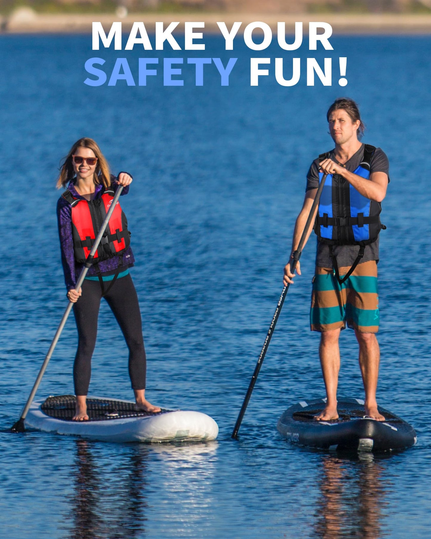Owntop Buoyancy Aids Adults, Foam Buoyancy Vest Jacket with Crotch Strap Inner Pocket Unisex for Paddleboarding Kayaking Sup Fishing - Blue XL/XXL