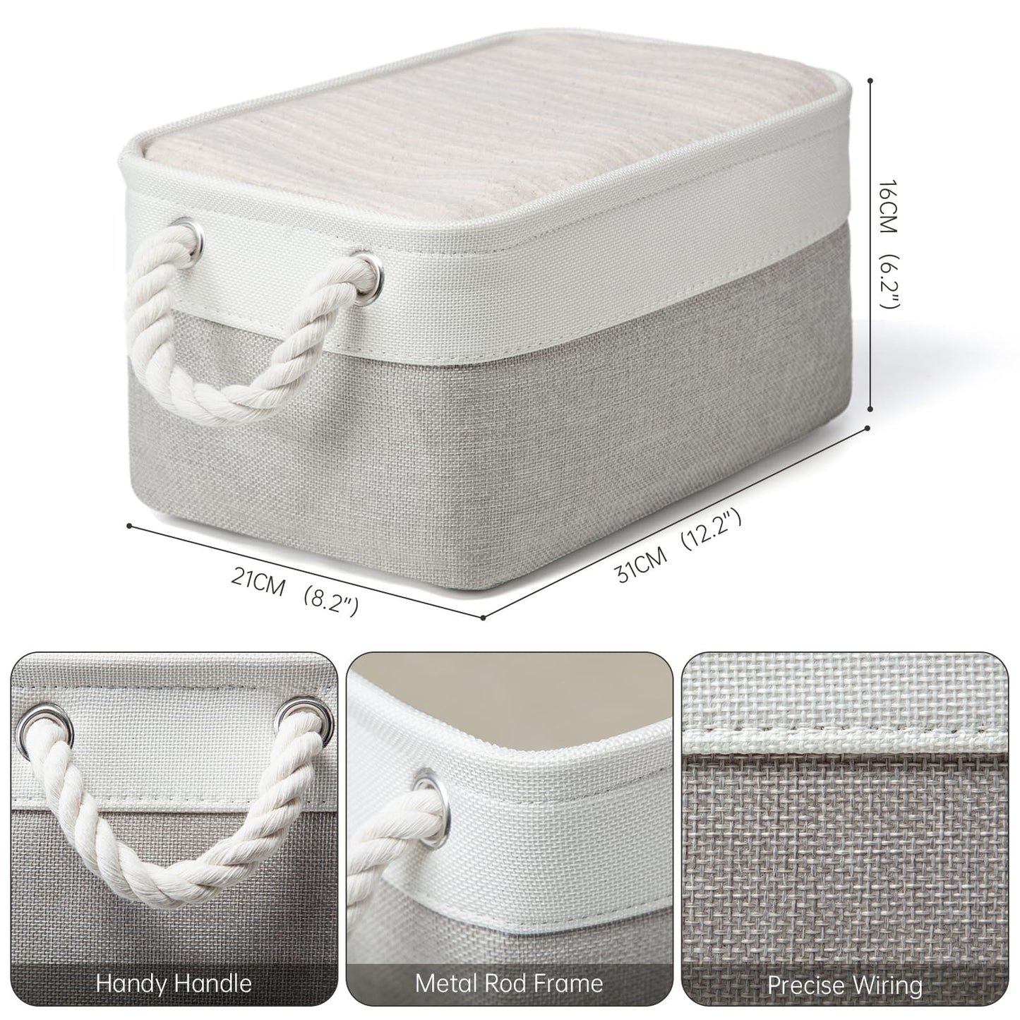 Small Storage Baskets With Handles, Fabric Canvas Material Storage Box for Home Office Products Organize, Small Storage Box Fit Cat Dog Toy