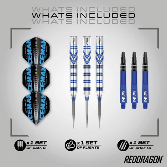 RED DRAGON Gerwyn Price Originals 26 Gram - Tungsten Steel Darts Set with Flights and Stems