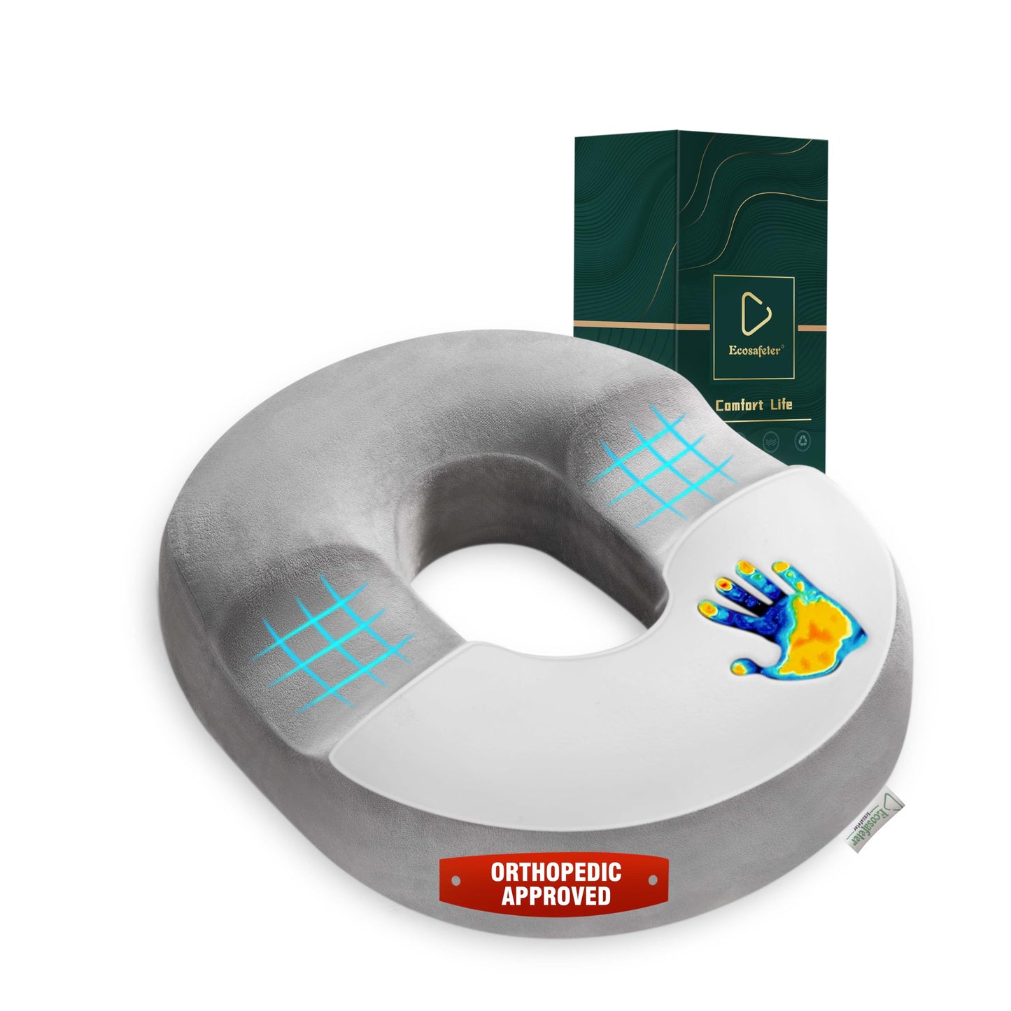 Ecosafeter Donut Cushion Ergonomic Coccyx Support Hemorrhoid Cushion