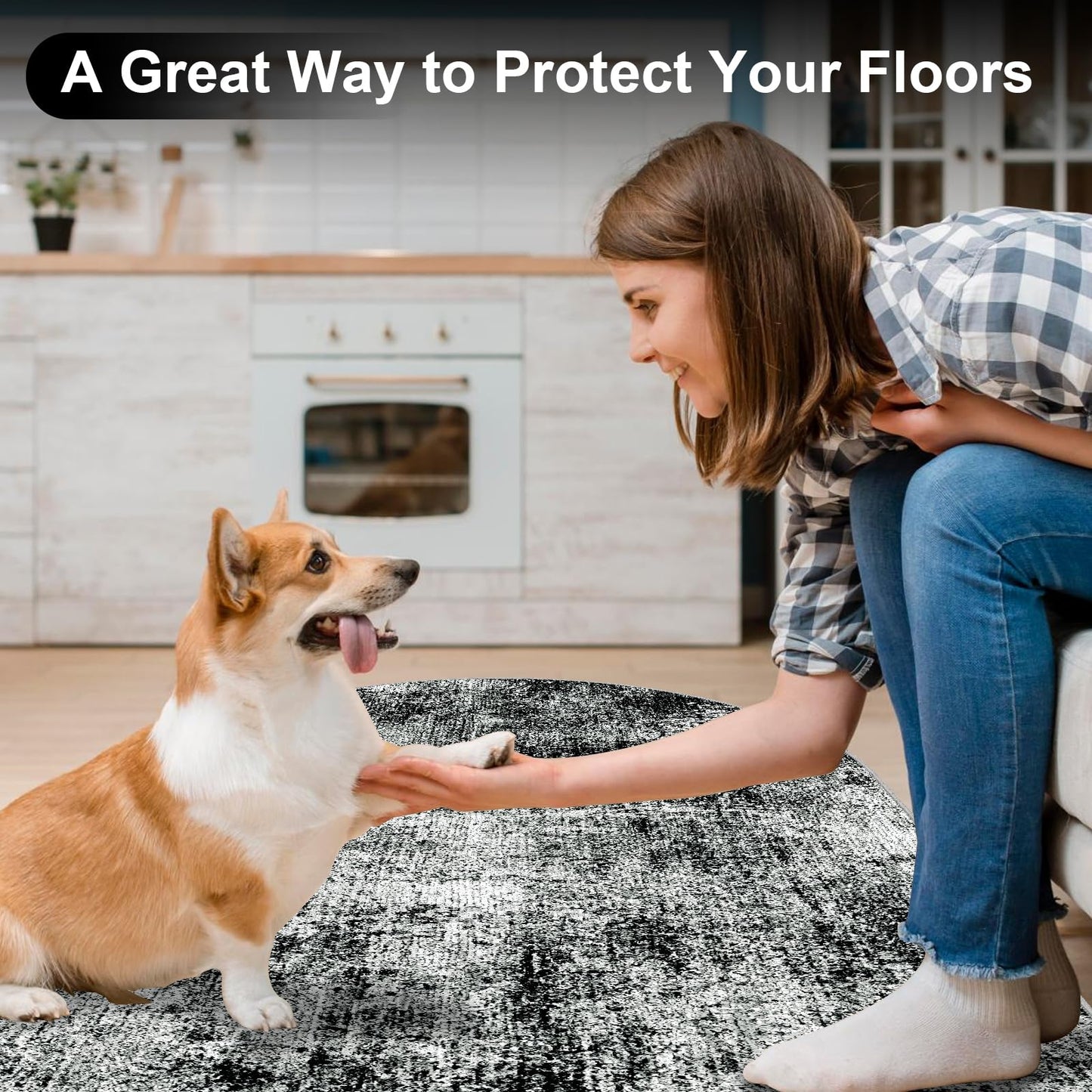 Capslpad Office Chair Mats for Hardwood Floor 90x120cm Non Slip Modern Abstract Home Multi Purpose Chair Mat Low Pile Floor Protectors Computer Chair