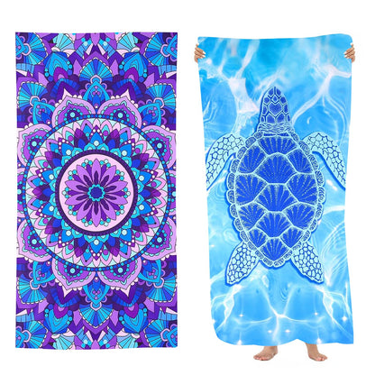Beach Towels, 2 Pack 180 x 80 cm Microfibre Towels, for Travel, Thin Design