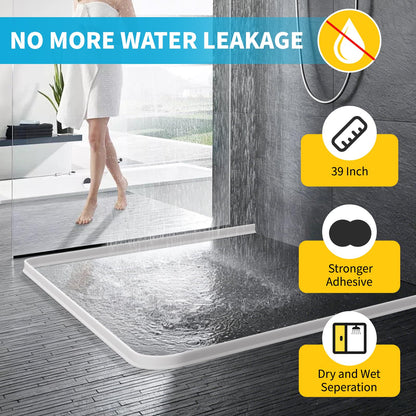DLYYPLUS 1M Wet Room Floor Barrier, Self-Adhesive Silicone Shower Splash Guard, Shower Threshold Water Dam Barrier Keeps Water Inside Threshold Dry
