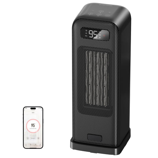FLANUR Electric Heater for Home, 1500W Energy Efficient Quiet Space Heater, Smart Heater, Tower Fan Heater with WiFi & Voice Control, 12H Timer,
