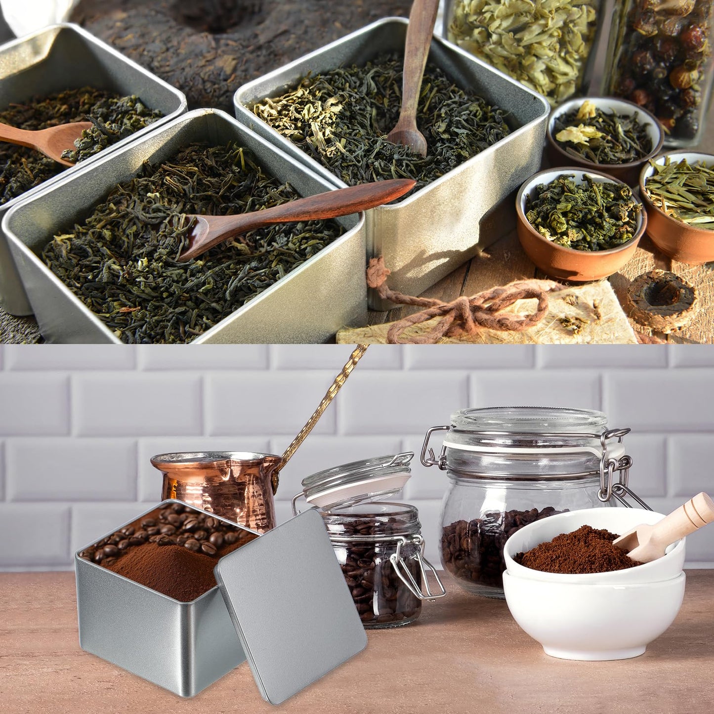 PATIKIL Rectangular Tin Box 4.5"x3.3"x2.3", Metal Storage Tin Box Portable Storage Container with Lid for Tea Candy Treats Gifts Favors Candle