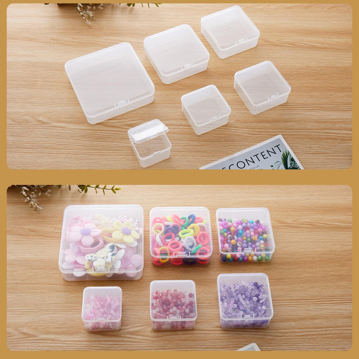 Goodma 18 Pieces Square Empty Mini Clear Plastic Storage Box, 65x65x35mm