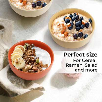 MIAMIO  Set of 4, 750 ml Ceramic Soup Bowls/Cereal Bowl Set for Salad, Oatmeal, Fruit, Rice  Dishwasher & Microwave Safe  Aura Collection