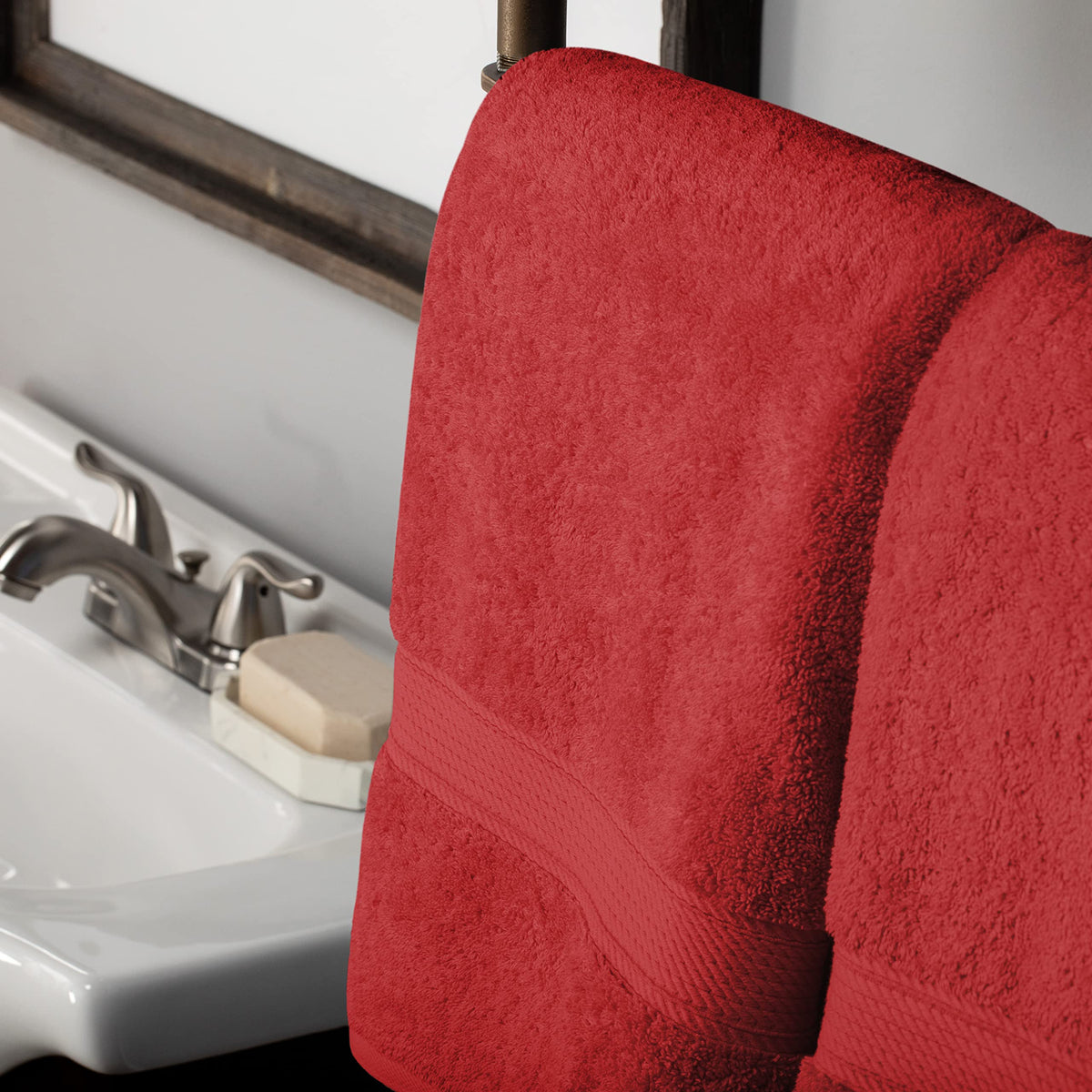 Superior, Cotton, Red, 10 Piece Towel Set