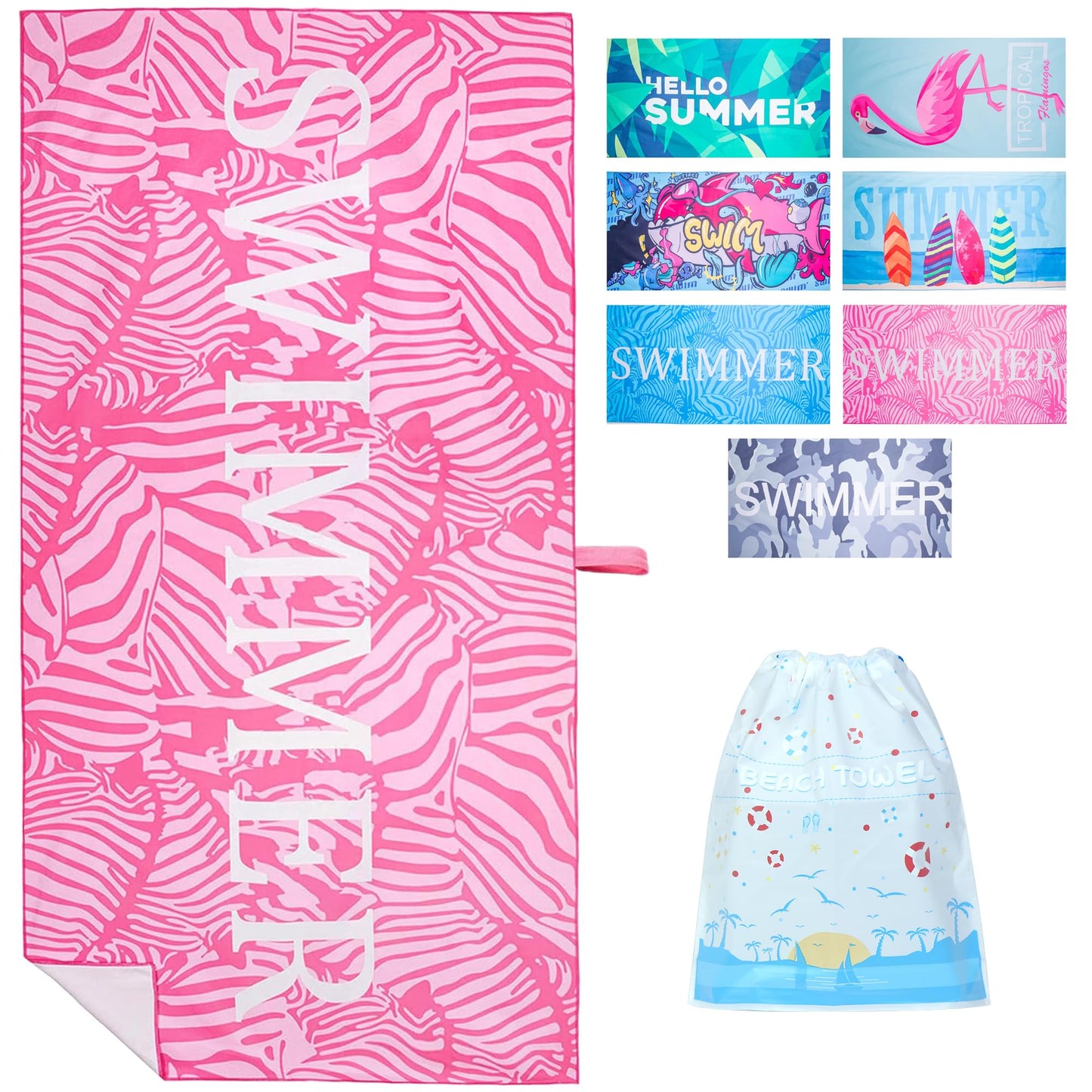 LEcylankEr Beach Towels for Adults XL 180 x 90 CM Large Microfibre Beach Towel Quick Dry Sandproof Beach Towels for Adults Extra Large for
