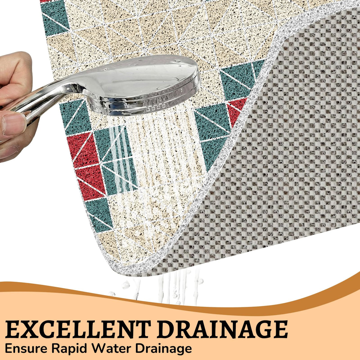 PVC Square Loofah Shower Mat Non Slip 70x70 CM, Anti Mould Quick Drying Bath Mat for Inside Shower, Anti Slip Shower Mats for Bathroom Floor