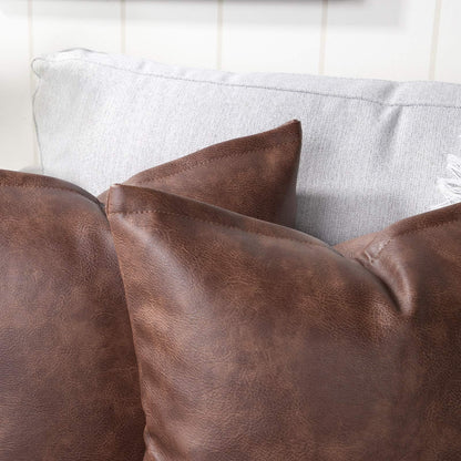 YAERTUN Set of 2 Faux Leather Decorative Throw Pillow Covers Modern Solid Outdoor Cushion Covers Cases Luxury Pillowcases for Couch Sofa Bed 24x24