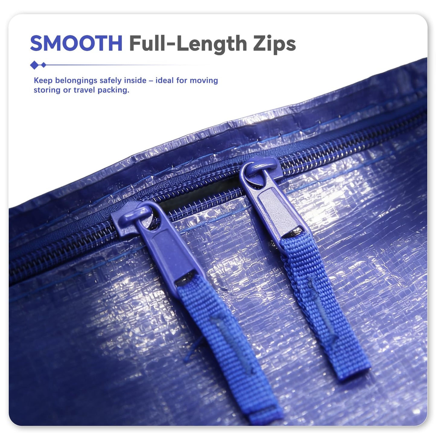 Tapwish 94L Extra Large Heavy Duty Storage Bags with Zips, Blue, 6 Pack