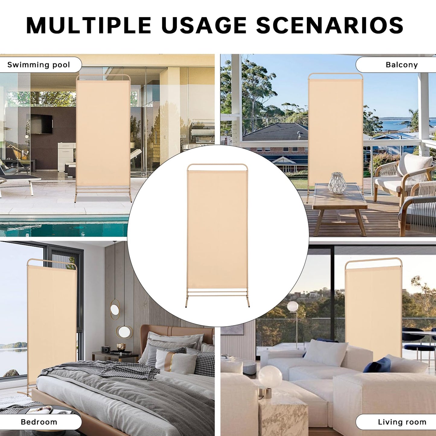 Angel Living 1 Panel Room Divider, Privacy Screen Composed of Polyester Fabric and Sturdy Iron Frame