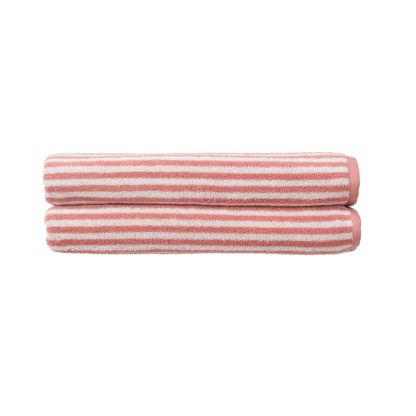 Christy Portobello Stripe Bath Sheets | Set of 2 | 100% Combed Cotton | 550GSM | 90cm x 160cm | Quick Dry | Rose Pink