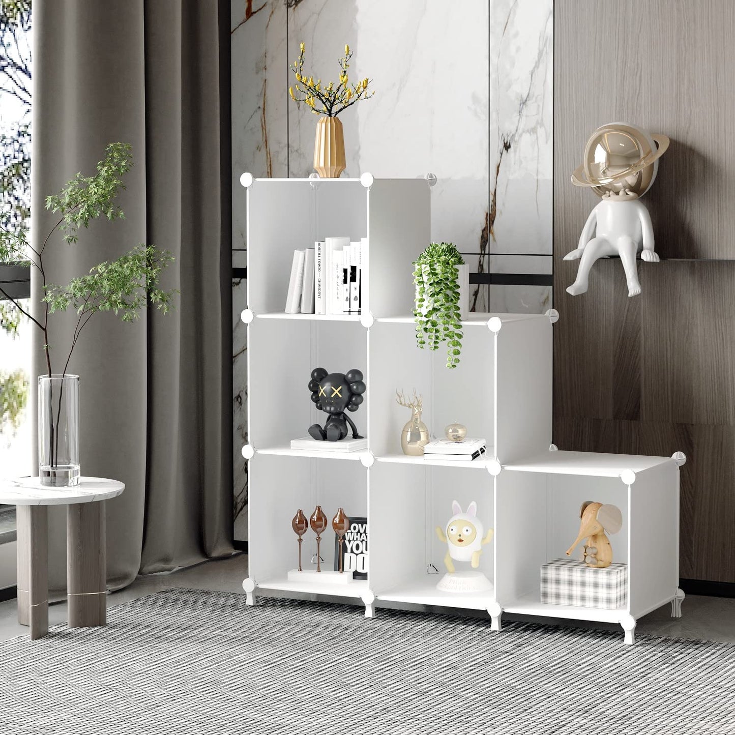 AWTATOS Cube Storage Organizer, Storage Cubes Shelve Bookshelf 6 Cube,White