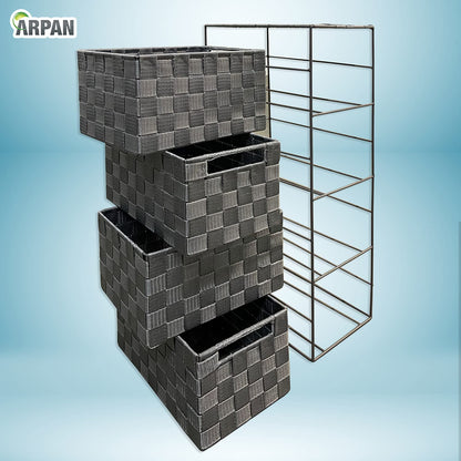 Arpan Grey 4 Drawer Storage Cabinet Unit Ideal for Home Office Bedroom Kitchen Bathroom