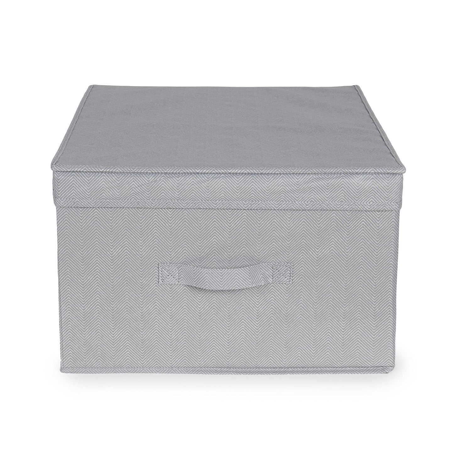 Compactor Foldable Storage Box with Lid, Non-Woven Polypropylene and Cardboard, 40 x 50 x 25cm, Boston Range, Grey, RAN10907