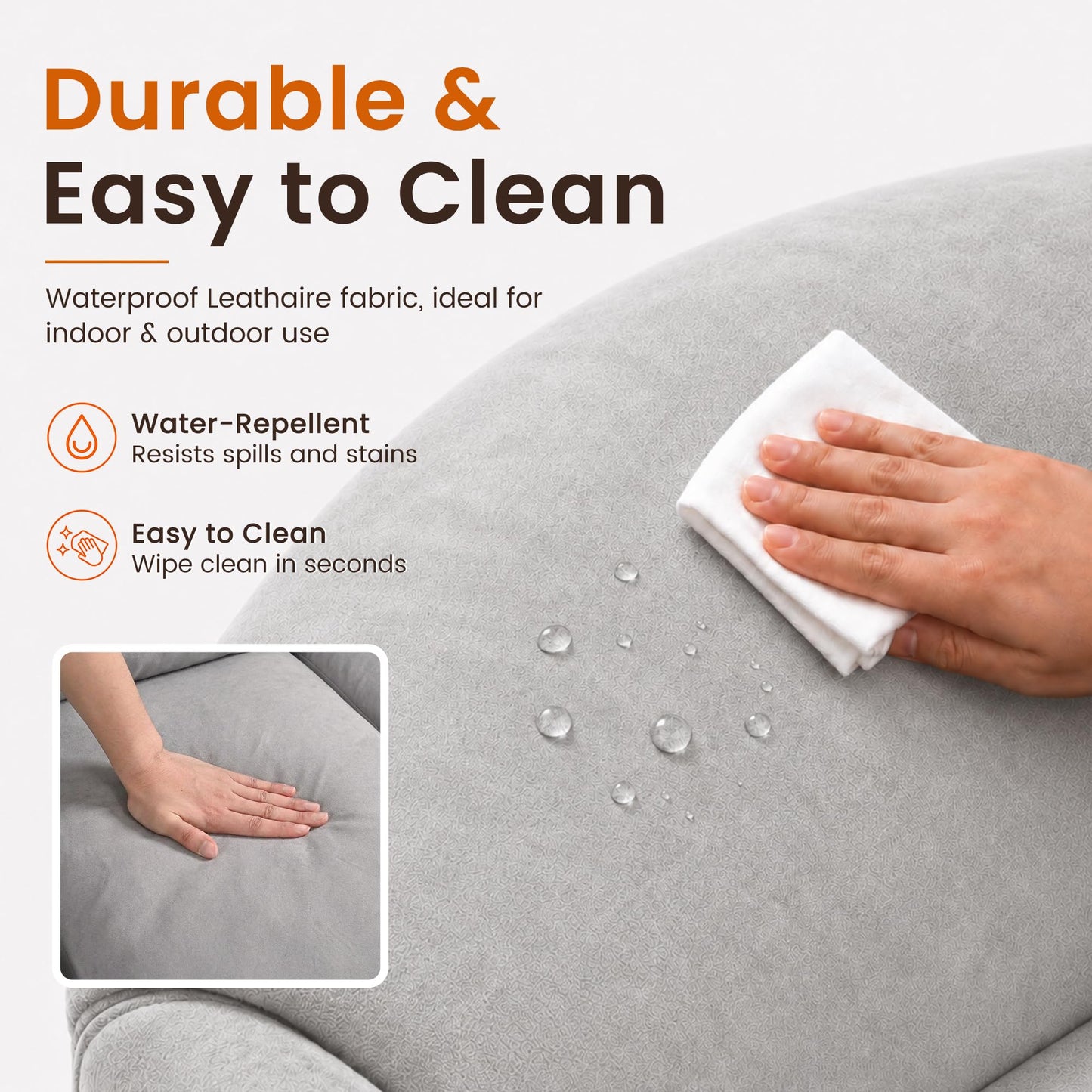 Pamapic Bean Bag, Bean Bag Chair Indoor Outdoor Weather Resistant, Large Beanbag Sofa with Footstool, BeanBag Adult with FIlling Included