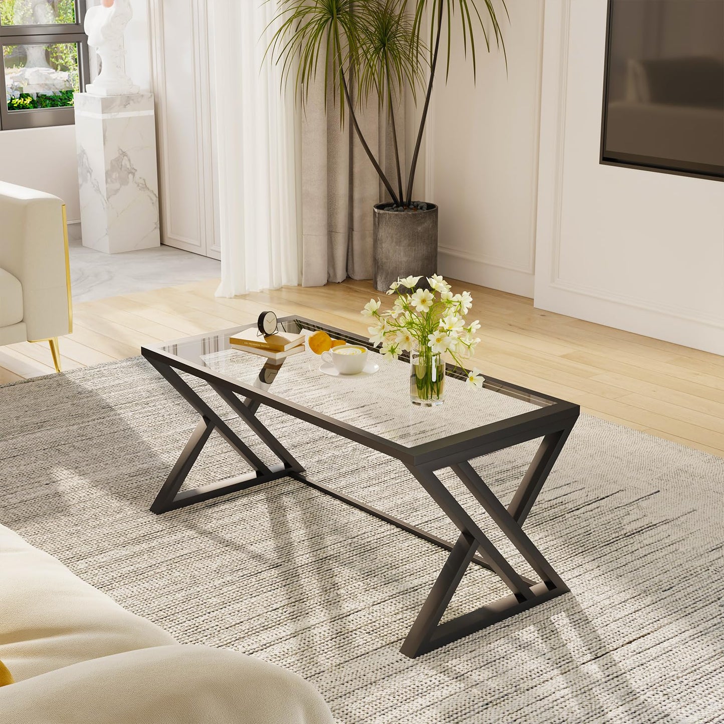 Coffee Table, Living Room Table, Center Tea Table, Glass Coffee Table