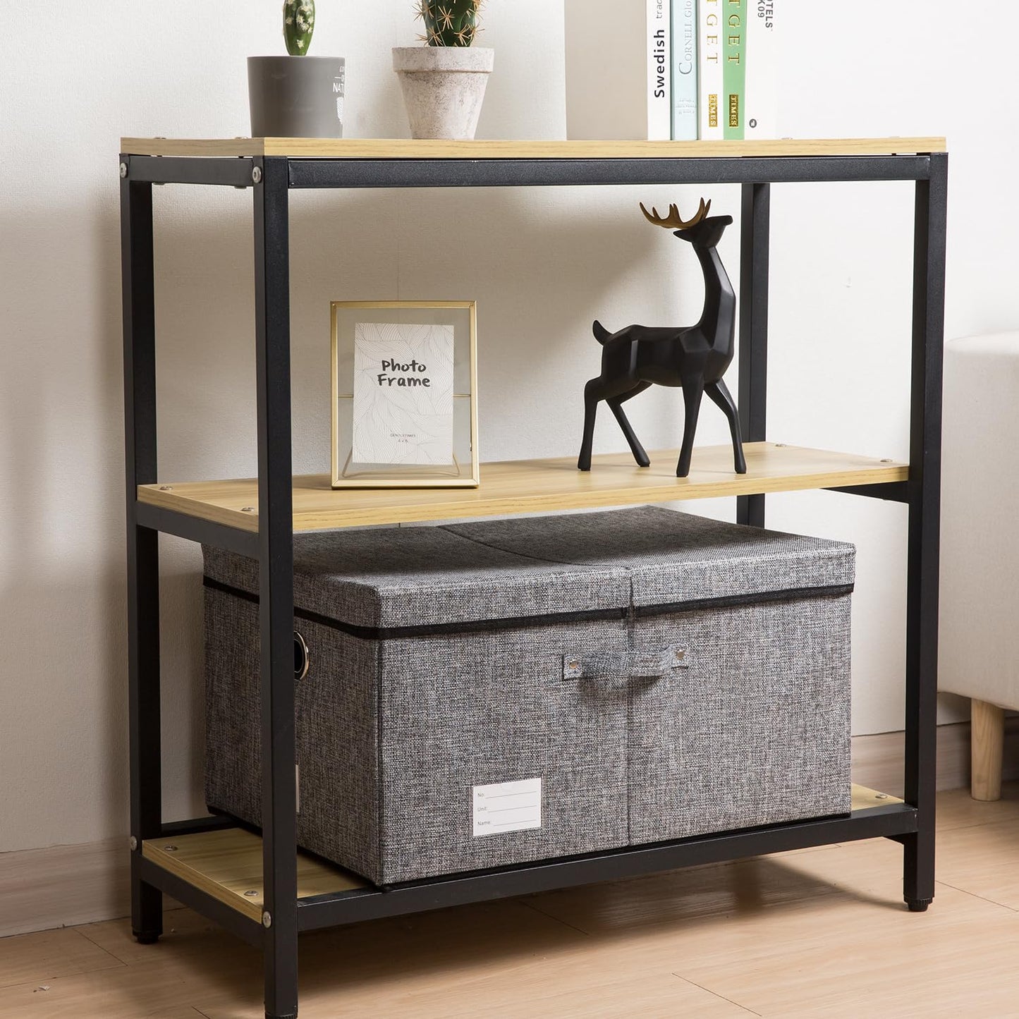 Prandom Storage Boxes with Lids Large,Collapsible Linen Fabric Storage Box,Decorative Bins,Really Useful Box,Clothing