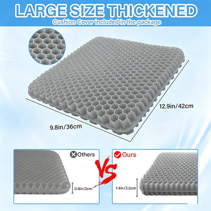 Audasi Gel Seat Cushion, Honeycomb Thick Gel Seat Pad for Bottoms Soft Sitter Cushion Relieving Back Coccyx Pressure Seat Cushions for Car Office
