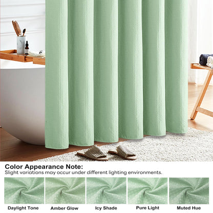 BTTN Narrow Waffle Shower Curtain, Waterproof, 92x182cm, Mint Green