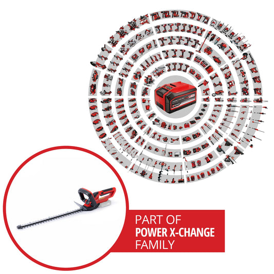 Einhell Power X-Change 18V Cordless Hedge Trimmer - 55cm (22 Inch) Cutting Length, Laser-Cut Diamond-Ground Steel Blades - GE-CH 1855/1 Li Electric