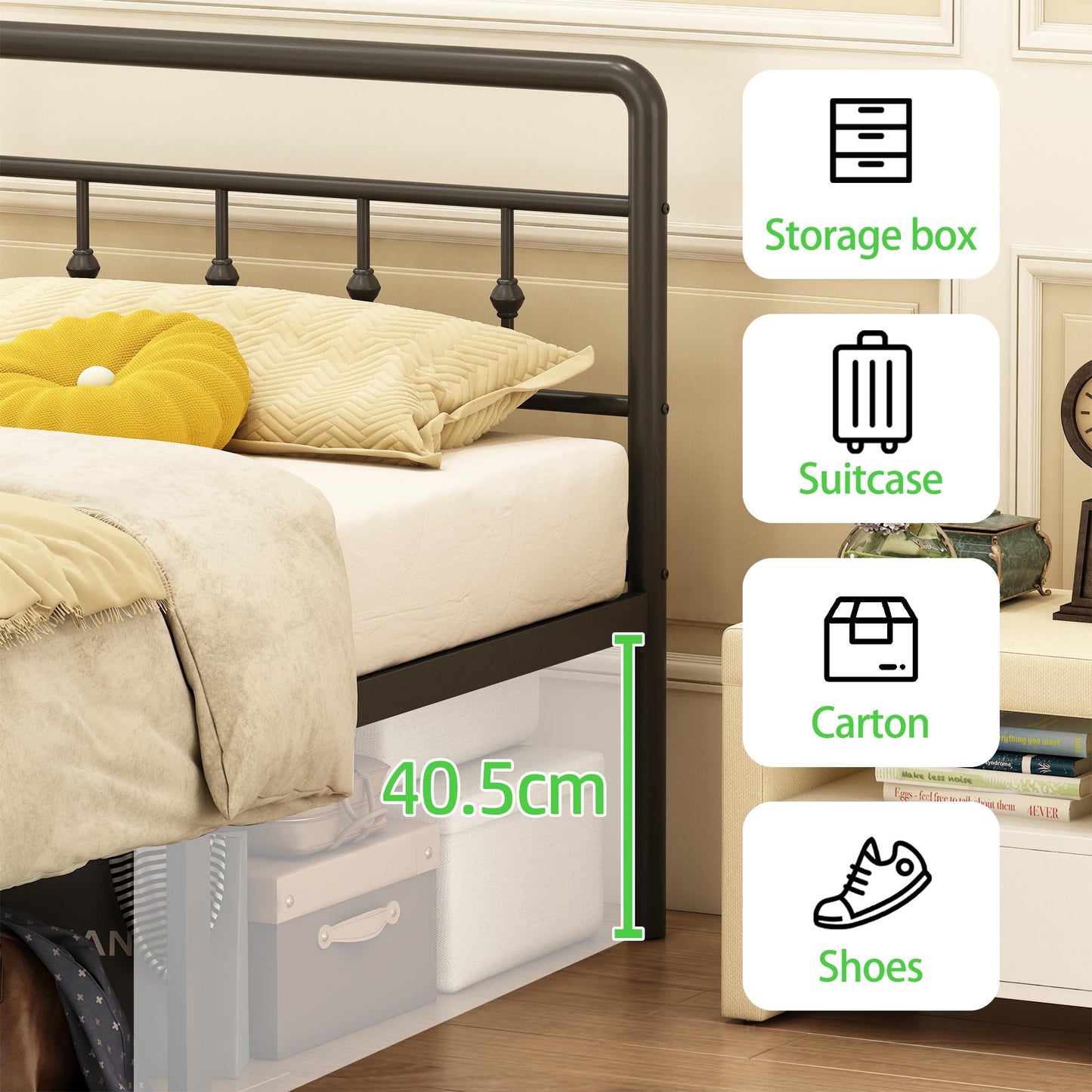 EMODA Small Double Bed Frame with Victorian Headboard and Footboard