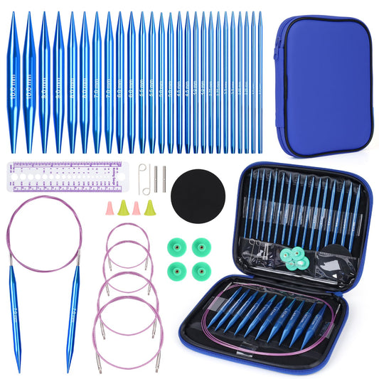 Aeelike Circular Knitting Needles, Interchangeable Circular Knitting Needles Set with Case & Accessories, 13 Pairs of Round Knitting Needles 3mm-10mm,